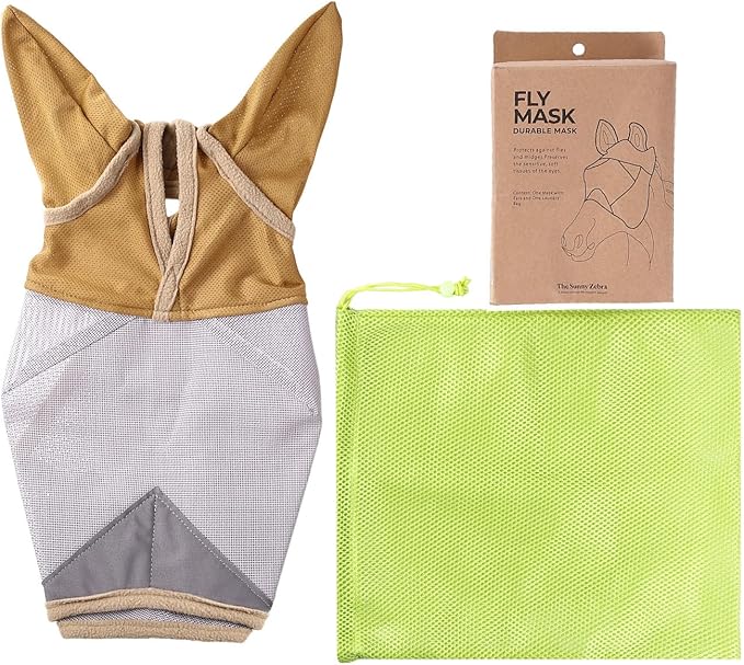 Fly Masks for Horses, 70% Uv-Block, Breathable Fly Mask for Equines, Durable, Comfortable Fit for All-Day Protection, Horse Size (Horse Fly Mask, with Ears)-PawvioPets