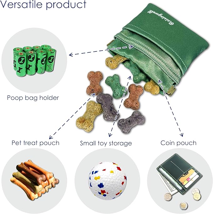 Dog Treat Pouch, Pocket Sized Pet Training Pouch, Hand Free Bronze Dog Walking Bag with Carabiner, Self-Closing Pet Feed Snack Reward, for Puppy Travel or Outdoor Use, NanoPTC-PawvioPets