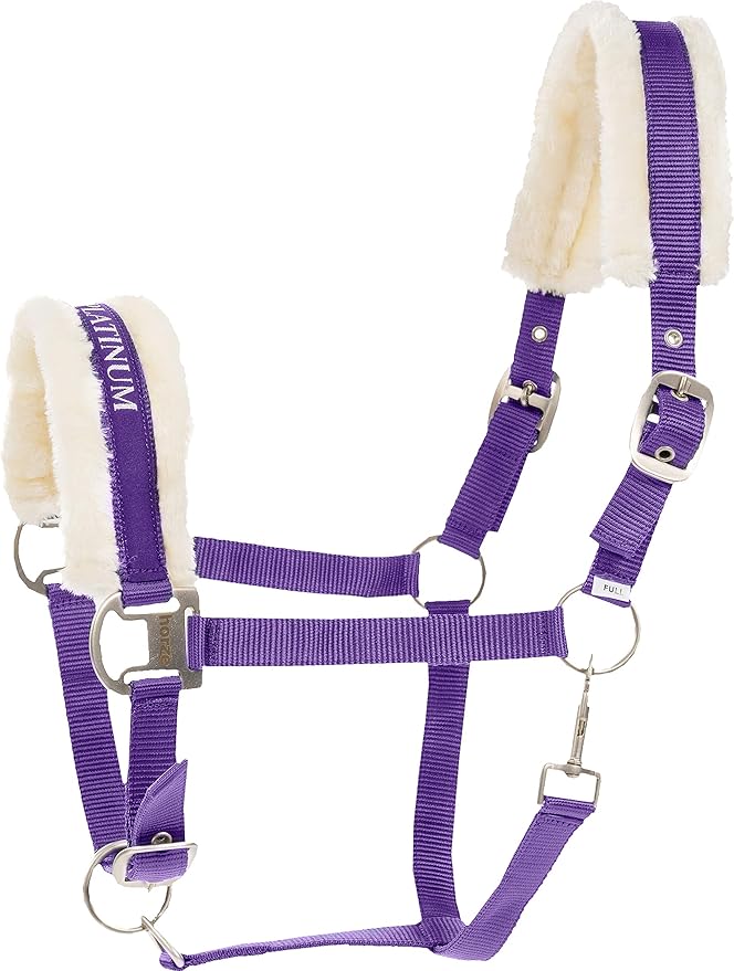 HORZE Howard Soft Fleece Padded Adjustable Polyester Horse Halter - Purple - Warmblood-PawvioPets
