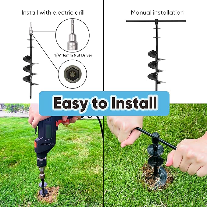 Dog Tie Out Stake for Large Dogs – Heavy Duty In-Ground Dog Anchor up to 210 lbs – Secure Tether Stake for Yard, Camping & Beach – Easy Install with Tool, Works with Tie Out Cable & Leash, Black-PawvioPets