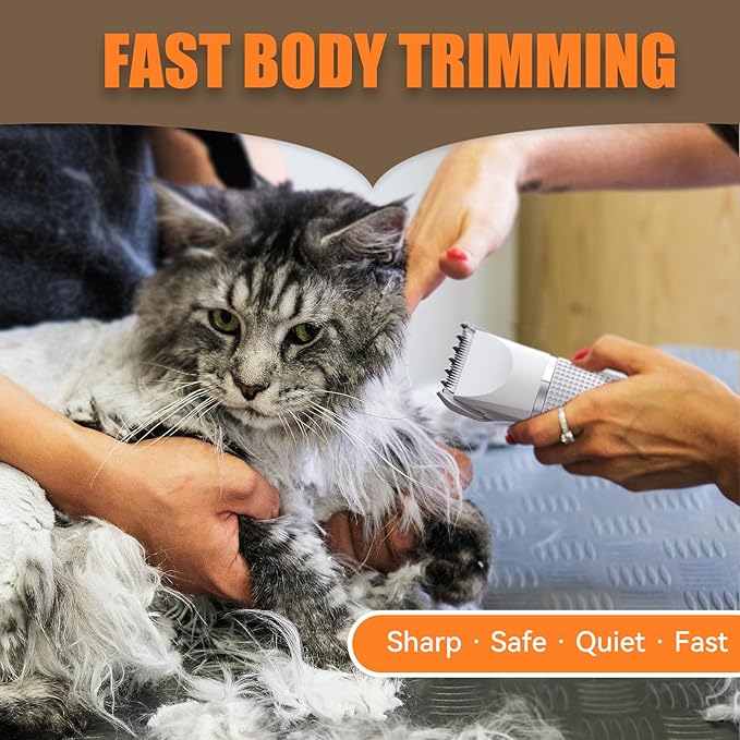 Cat Grooming Clippers Kit with Paw Trimmer, 3 in 1 Electric Pet Hair Trimmer Supplies for Thick Matted Hair, Heavy Coat Butt Shaver Cat Razor Fur Trimmer for Dogs at Home-PawvioPets