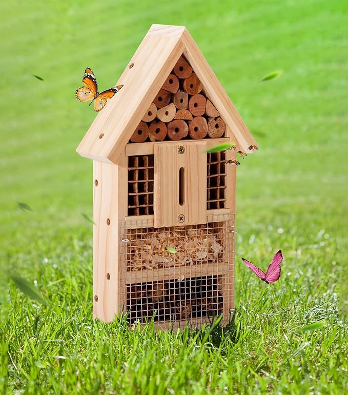 2 PK Large Cedar Wood Insect House Kit for DIY Project Backyard Insect House, Bee House, Nesting Habitat Shelters, Garden Shelter for Bees, Butterflies, Bugs-PawvioPets