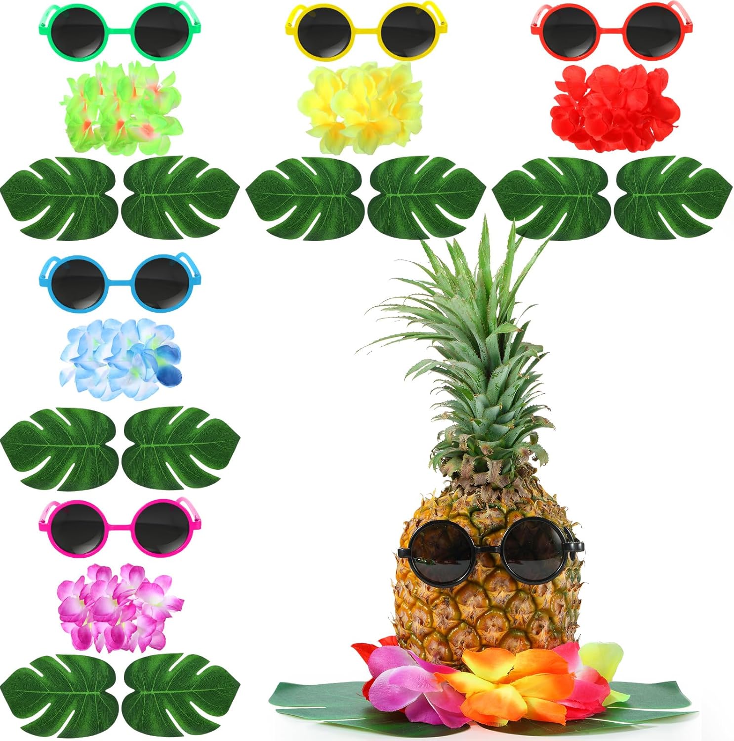 6 Sets Hawaiian Table Centerpieces Pineapple Luau Party Table Decorations Tropical Decor for Beach Summer Party