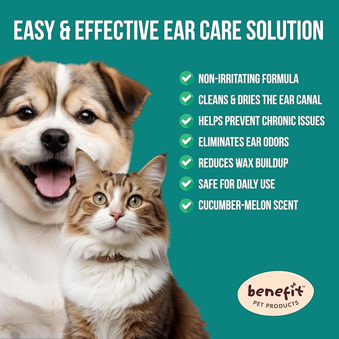 Benefit Pet Products Dog Ear Wipes - Ear Cleaner for Dogs to Prevent Infections, Itching & Odor - Aloe & Eucalyptus, Grooming Wipes - 100 Count-PawvioPets