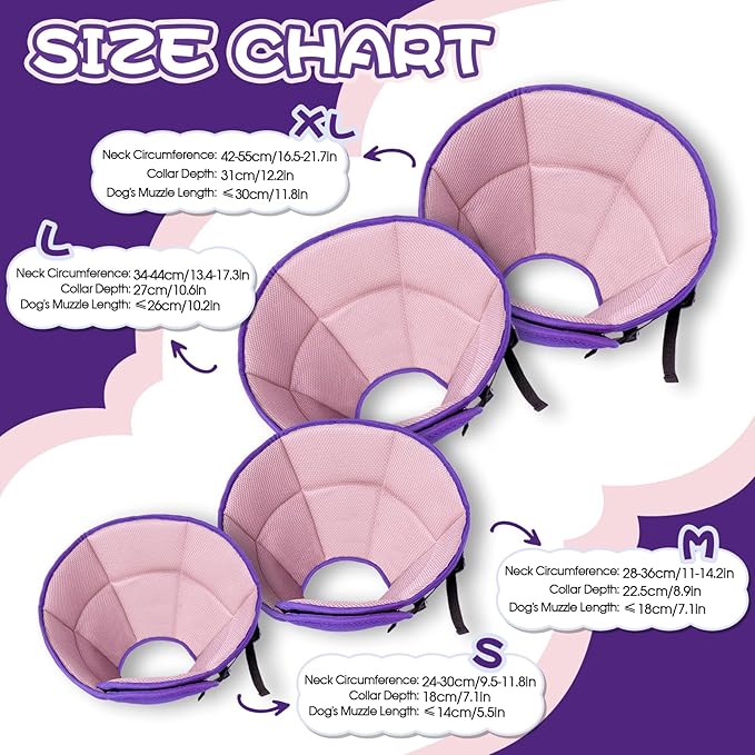 Dog Cone for Large Dogs After Surgery, Soft Dog Cone Collar for Dogs to Stop Licking, Adjustable Comfy E-Collar Alternative Lightweight Post-Surgery Recovery Elizabethan Collar for Pet-PawvioPets
