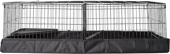 Amazon Basics Leakproof Canvas Bottom Guinea Pig Pet Cage with Divider Set, Black, 47.6"L x 24.2"W x 14.0"H-PawvioPets