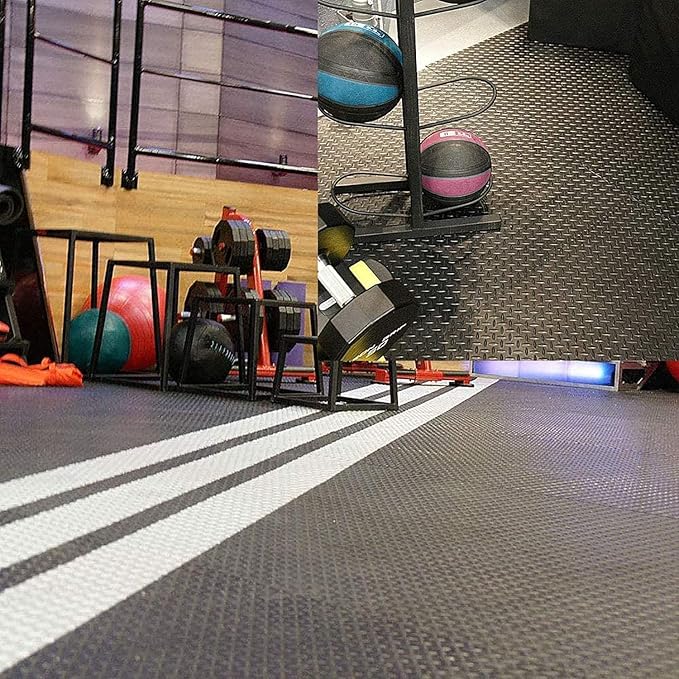 16.4 x 3.3Ft Garage Rubber Flooring Roll, 3 mm Thickness Floor Mat, Diamond Plate PVC Rubber Trailer Mats Non-Slip Flooring for Garage Gym Horse Stall Home Patio (Black)-PawvioPets