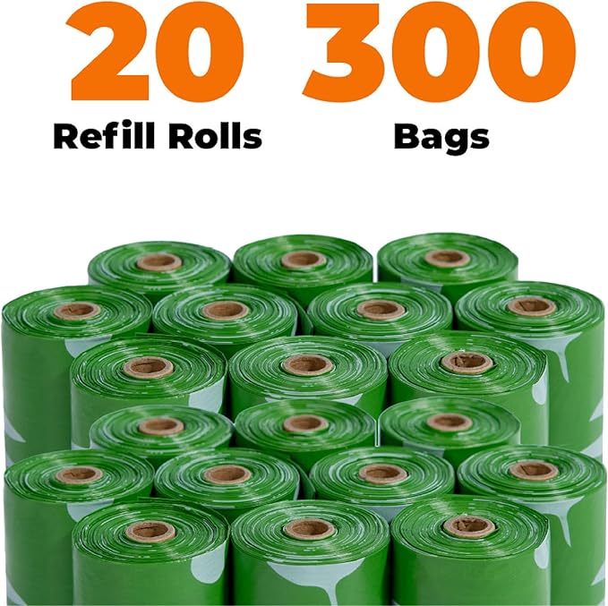 Best Pet Supplies Poop Bags for Dogs, 50% Post-Consumer Recycled Content dog waste bags on rolls, fits all poop bag holders for leashes - 300 Count, Green, Unscented-PawvioPets