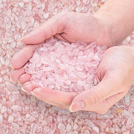3 Lb Rosy Pink Stones Aquarium Gravel Rocks, Tumbled Chips Crushed Crystal Quartz Healing Stones for Garden|Vase Filler|Fish Turtle Tank Decorations-PawvioPets