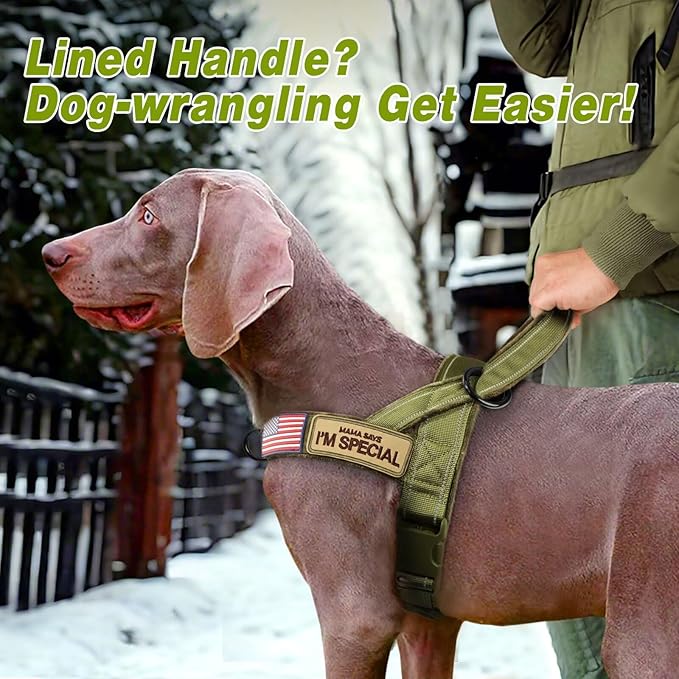 Forestpaw No Pull Dog Harness - Soft Flannel Padded Tactical Dog Vest Harness with Quick Release Buckle, Adjustable Reflective Pet Harness for Medium Dogs Walking Training,Green M-PawvioPets