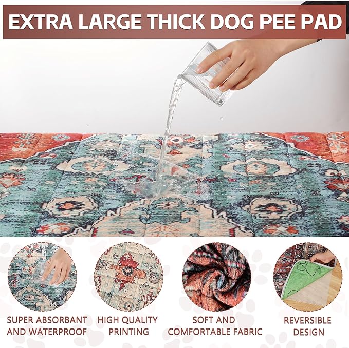Extra Large Washable Pee Pads for Dogs (72"x72"), Upgrade Reusable Puppy Pads with Non-Slip Rug Pad, Super Thickening Absorbent Leakproof Dog Traning Pads Whelping Pad for Dogs, Doggie-PawvioPets