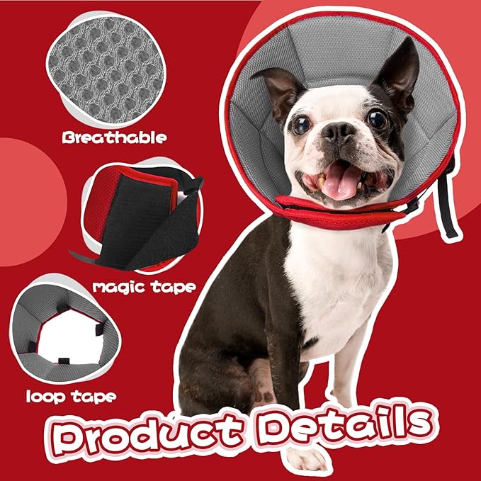 Dog Cone for Large Dogs After Surgery, Soft Dog Cone Collar for Dogs to Stop Licking, Adjustable Comfy E-Collar Alternative Lightweight Post-Surgery Recovery Elizabethan Collar for Pet-PawvioPets