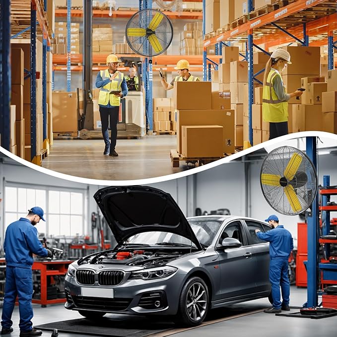 24 Inch Industrial Wall Fan Oscillating, 7800 CFM Commercial Metal Wall Mount Fans with Poweful Motor, 3 Speed, Heavy Duty Indoor for Warehouse, Workshops, and Garage, UL Listed-PawvioPets