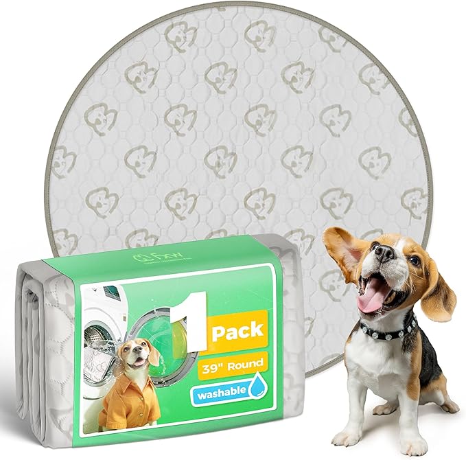 FXW Washable Pee Pads for Dogs, Puppy Pads with Super Absorbent, Specifically Designed for Whelping Box, 39" Round, Khaki, 1 Pack-PawvioPets
