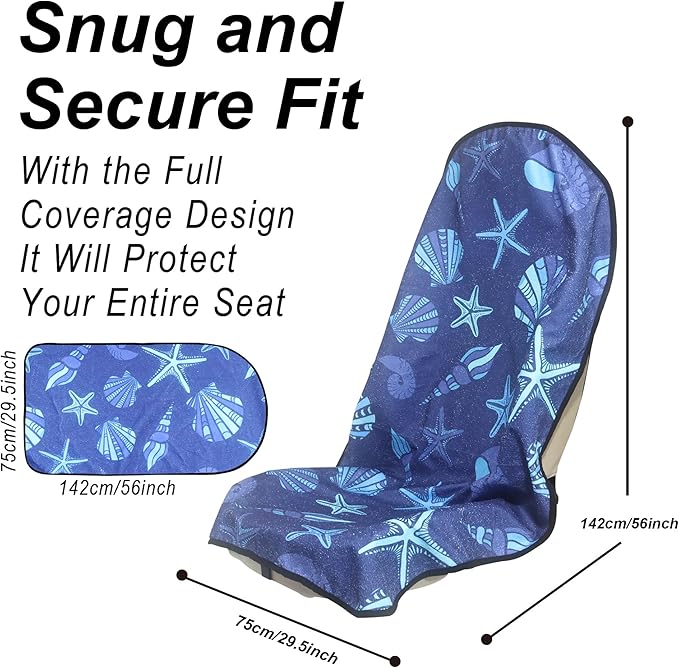 Car Seat Cover Protector Front Seats,for Gym Workout,Running,Swimming,Beach and Hiking,Waterproof Sweat Towel Bucket Seat Covers for Cars SUV Trucks (Conch Shells Starfish, 2Pcs)-PawvioPets