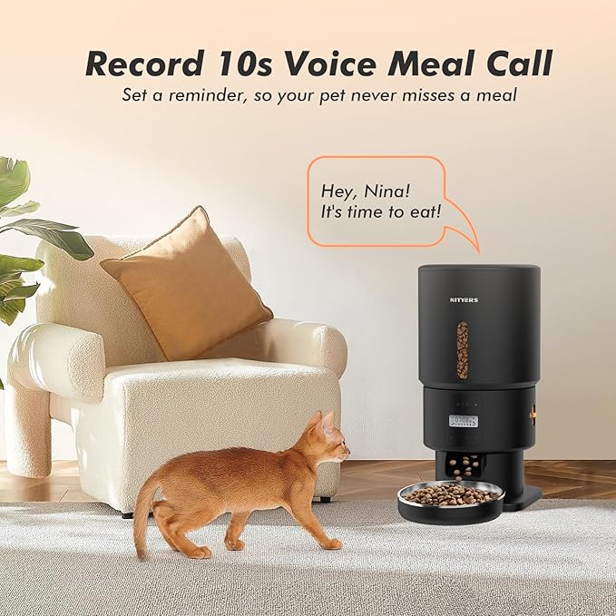Automatic Cat Feeder - 5L Anti-Clog Cat Food Dispenser with Freshness Preservation, 1-6 Meals/Day, Programmable Portions, 10s Voice, 180-Day Battery Life, Auto Pet Feeder for Multi Cats and Dogs-PawvioPets