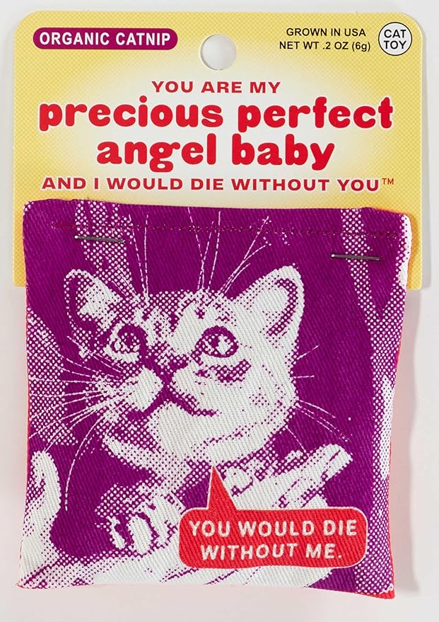 Blue Q You are My Precious Perfect Angel Baby Catnip Cat Toy. Premium Organic Catnip Grown in The USA, 100% Cotton Pouches, Kitty Graphics Sure to Delight Every Cat-Keeper.-PawvioPets