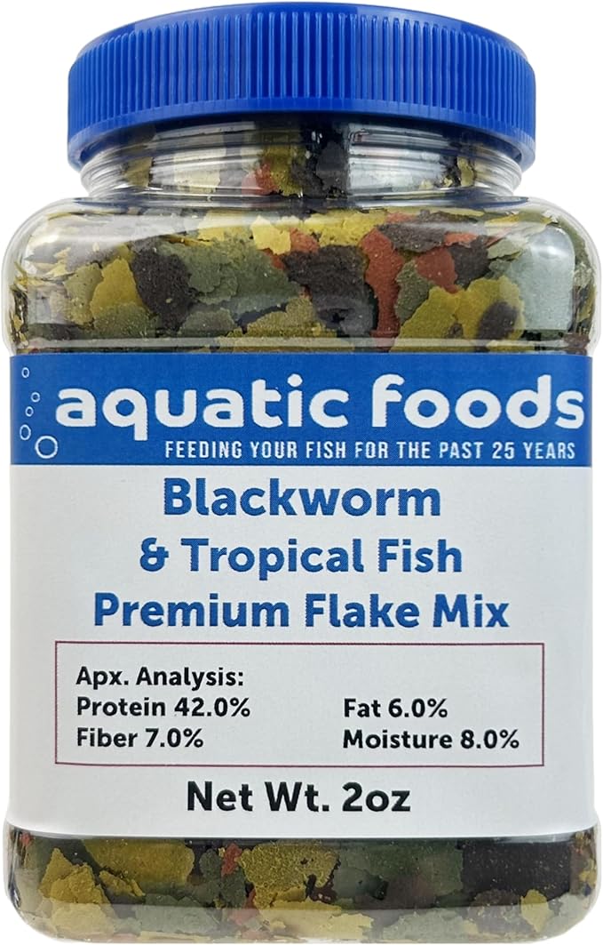 Aquatic Foods Inc. California Blackworm & Premium Tropical Fish Flakes for Discus, Cichlids All Community Tropical Fish Also Pellet Mix, Wafer Mix Included…2oz-PawvioPets