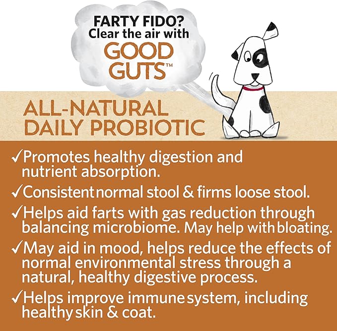 Fidobiotics Good Guts for Big Mutts Probiotic for Dogs, 12 Billion CFUs, 11 Strains, 5 Digestive Enzymes, 2 Prebiotics, Digestive Gut Health for Dogs, Adult & Puppy Probiotics Supplements (20 Days)-PawvioPets