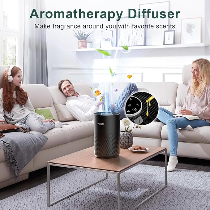 Air Purifiers for Bedroom Home up to 800 ft², Vniup H14 True HEPA Room Air Purifiers for Bedroom, with Fragrance Function Sleep Mode& Light Mode Air Cleaner for Pet Dander Odor Dust Smoke-PawvioPets