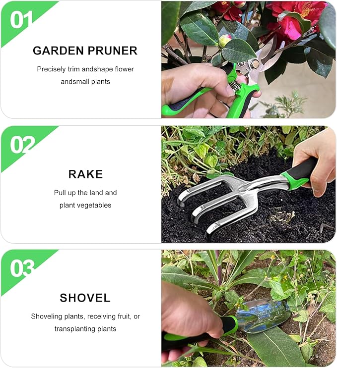 8-Piece Heavy-Duty Gardening Tools with Ergonomic Handles and Storage Bags Make A Wonderful Gift for Parents-PawvioPets