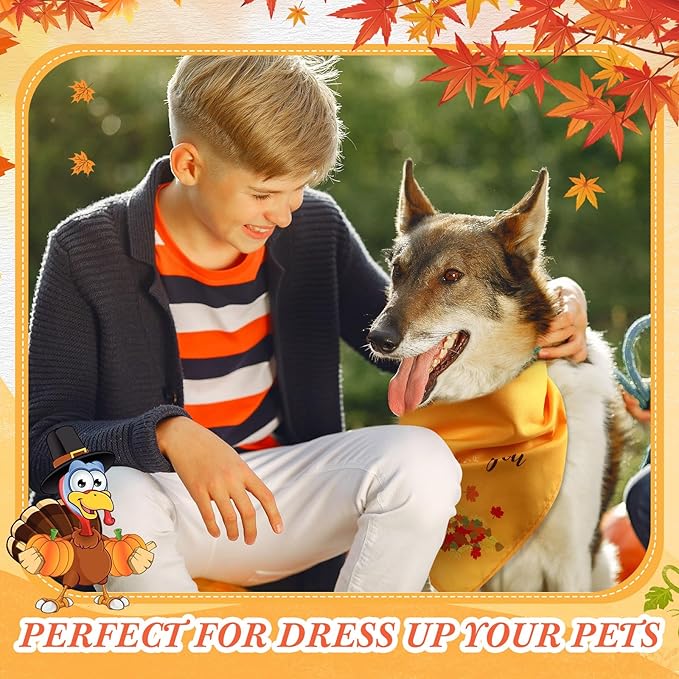 200 Pcs Fall Thanksgiving Dog Bandana Bulk with Sayings Pet Triangle Scarf Bibs Washable Puppy Kerchief Adjustable Grooming Supplies for Small Medium Large Dog Cat Costume Accessories-PawvioPets