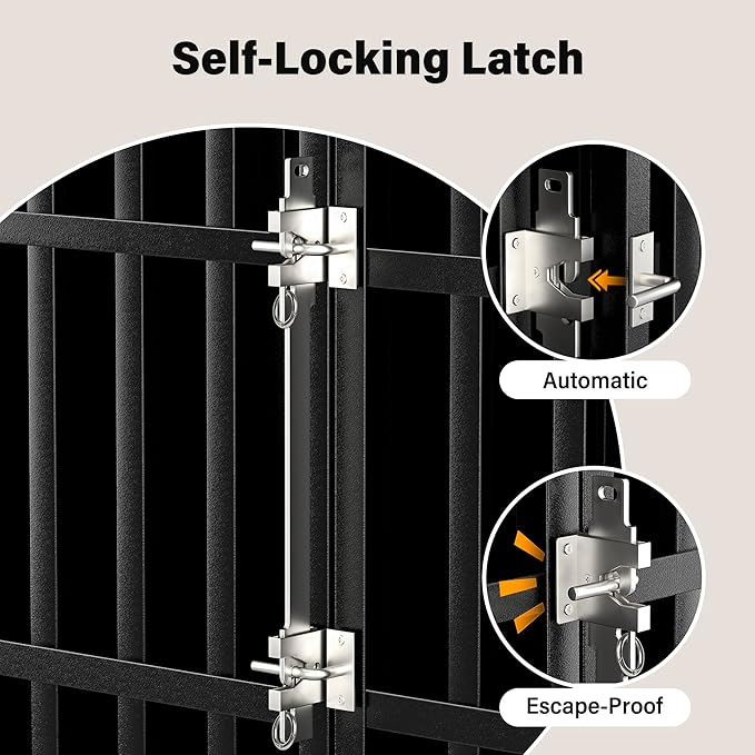 38 inch Heavy Duty Dog Crate with Self-Locking Latch, Indestructible Steel Large Kennel with Enclosed Design, Chew-Proof and Escape-Proof Pet Cage for High Anxiety Dogs-PawvioPets