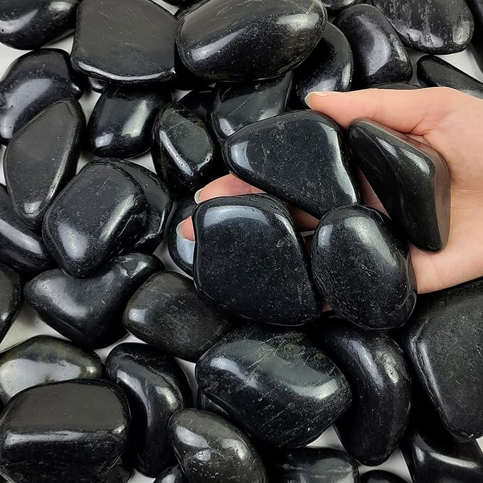 5 lbs Black River Rocks - 2-3 inch Pebbles for Plants, Indoor & Outdoor. Decorative Stones for Planters, Vases, Aquariums & Gardens-PawvioPets