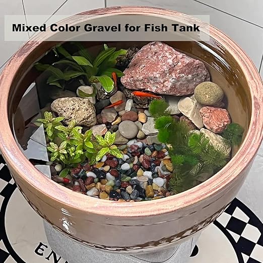 45LB Succulents Rocks for Plants Cactus Gravel Pebbles for Fish Tank 1/2 Inch Natural River Rocks for Vase, Aquarium, Landscaping,Bonsai,Terrarium Pebbles, Mixed Color-PawvioPets