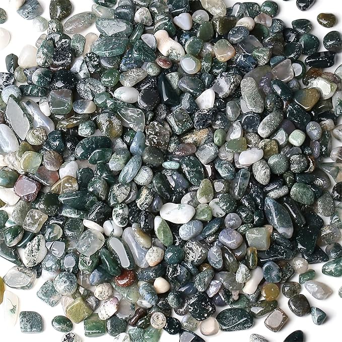 Aquatic Agate Aquarium Gravel Rocks Natural Tumbled Healing Crystal Chips Bulk Gemstones Crushed Stones for Fountain Vase Filler Planters Decorative Fish Tank Potted Reiki Energy Balancing 0.45lb-PawvioPets