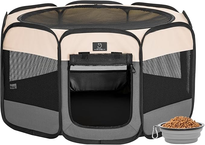 A4Pet Portable Kitten Playpen for Cats, 27" Foldable Pet Playpen for Puppy/Cat/Rabbit/Chick, with Removable Zipper Top & Mesh Panel(11”W × 7.5”H)-PawvioPets