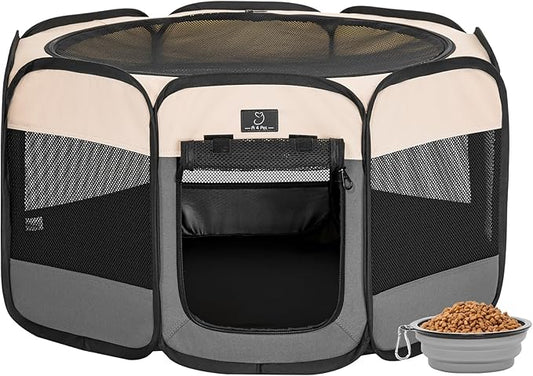 A4Pet Portable Kitten Playpen for Cats, 27" Foldable Pet Playpen for Puppy/Cat/Rabbit/Chick, with Removable Zipper Top & Mesh Panel(11”W × 7.5”H)-PawvioPets