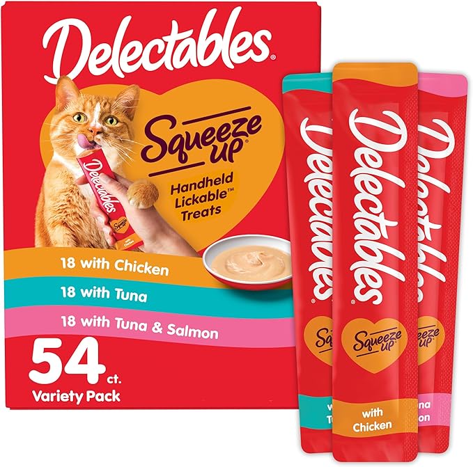 Delectables Squeeze Up Handheld Lickable Treats, Chicken, (Tuna and Tuna and Salmon) 54 Count-PawvioPets