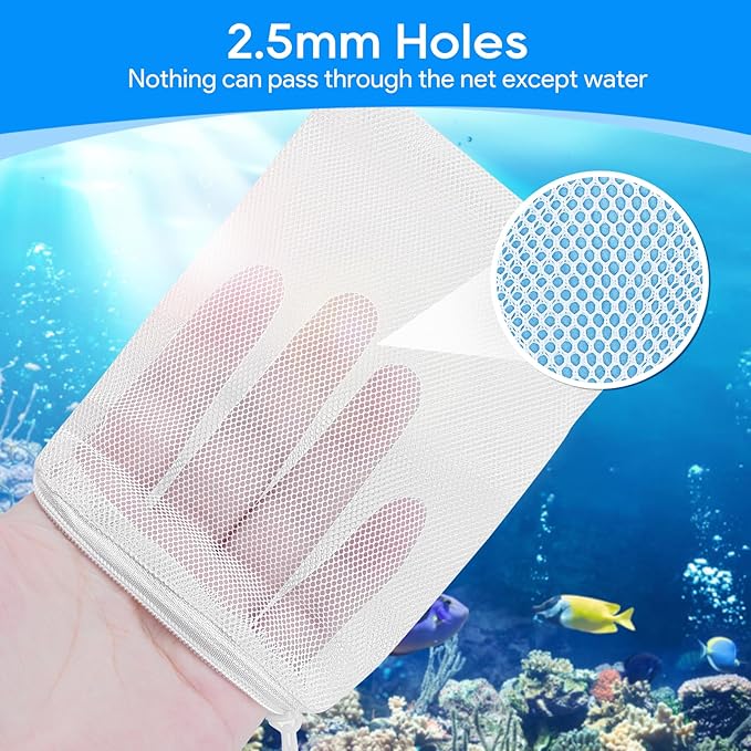 Aquarium Filter Media Bags for Aquarium with Zipper, Fine Mesh Bag Reusable Strong Polyester for Activated Carbon, Bio Filter Balls, Ceramic Rings, Filter Stones, White 10PCS 3.93" x 5.9"-PawvioPets