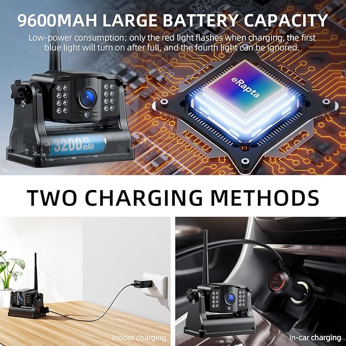 eRapta Wireless Backup Camera Magnetic: 5” Portable, 1-Min Install-Free Trailer Backup Camera with FHD1080P, Infrared Night Vision, 150° Wide-Angle View for Trailer/RV/Truck/Car/Tractor ACT501-PawvioPets