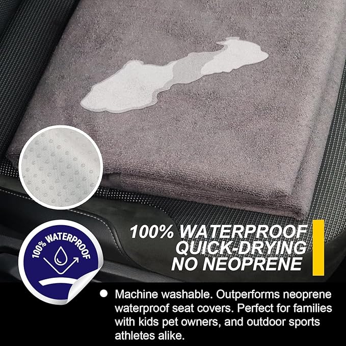 Back Seat Cover for Car Trucks Van SUV,Waterproof Rear Bench Towel Seat Covers for Dogs and Kids,Automotive Backseat Protector (Grey)-PawvioPets