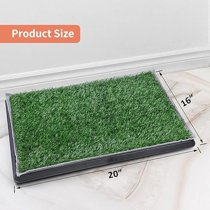 Dog Grass Pet Loo Indoor/Outdoor Portable Potty, Dog Litter Box, Artificial Grass Patch Bathroom Mat and Washable Pee Pad for Puppy Training, Full System with Trays (Pet Training Tray, 20"x16")-PawvioPets