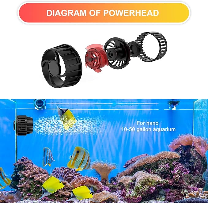 1050GPH Aquarium Wave Maker with Controller Mini DC12V 6W Powerhead with Magnetic Mounting, Nano Wavemaker for 10 to 50 Gallon thickness up to 8mm(1/4") Tank,-PawvioPets
