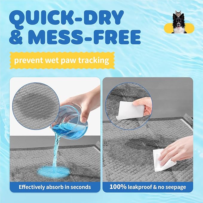 100-Pack X-Large Puppy Pads - 34'' x 28'' Pee Pads for Dogs Potty Training with Leak-Proof Quick-Dry Design, 6-Layer Wee Wee Pads for Dogs, Charcoal, Black-PawvioPets