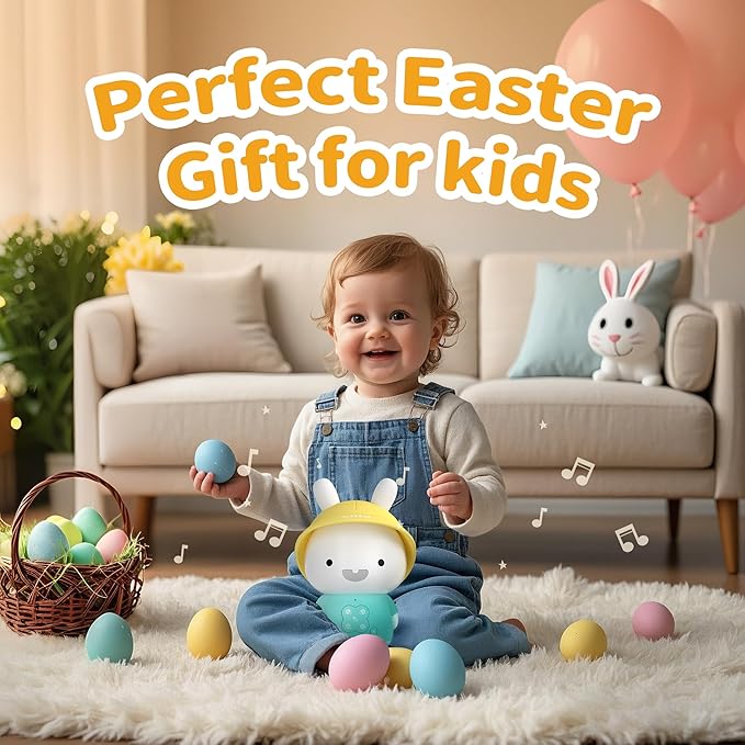 alilo Bunny Kids Music Player, Storytelling Toys for Toddler 1-3-5,Infant Baby Boy Girl Gifts Pre-Loaded 30 Stories/48 Nursery Rhymes/12 Soothing Music,with Nightlight,Bluetooth,Record Function-PawvioPets