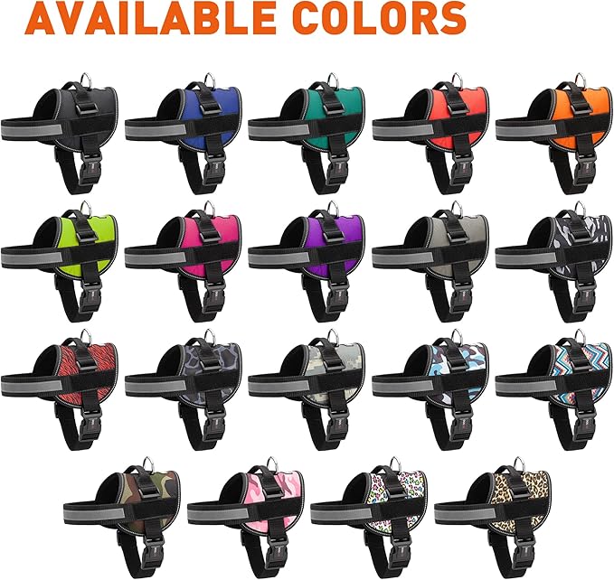 Dogline Dog Harness, Reflective No-Pull Adjustable Vest with Handle, Breathable No-Choke Harness for Small, Medium or Large Dogs Room for Patches Girth 22"-28" in Red-PawvioPets