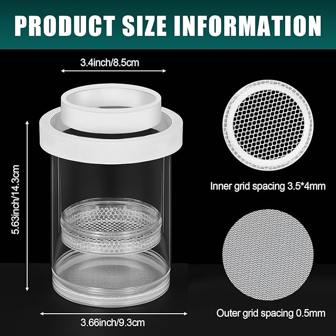 2 Pcs Breeder Box for Fish Tank Aquarium Breeder Separation Net Breeding Box with Suction Cup for Small Fish Shrimp Clownfish Guppy (White,L)-PawvioPets