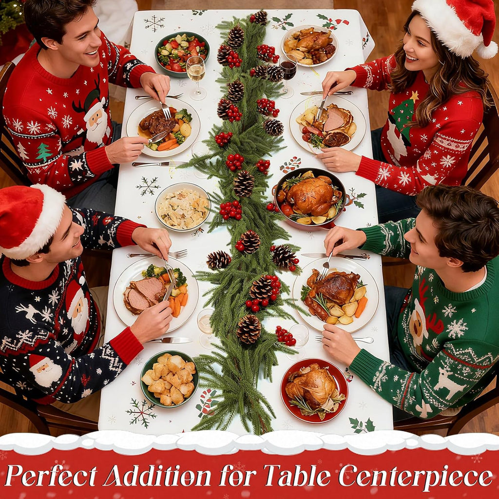 9ft Christmas Norfolk Pine Garland - Real Touch Artificial Greenery Cedar Garland for Xmas Fireplace Mantle Table Window Home Holiday Decoration