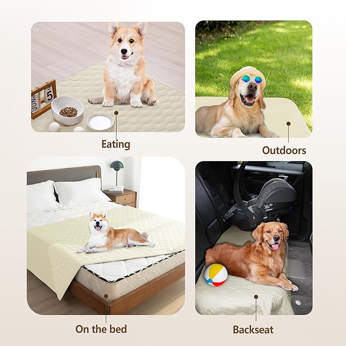 gogobunny 100% Double-Sided Waterproof Dog Bed Cover Pet Blanket Sofa Couch Furniture Protector for Puppy Large Dog Cat, Reversible (30x70 Inch (Pack of 1), Dark Cream/Light Cream)-PawvioPets