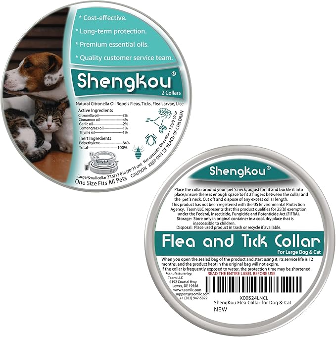Flea and Tick Collar for Dogs and Cats - Safe and Natural Prevention and Control of Pests on Puppies and Kittens - Waterproof - Free Comb - 2-Pack (13.8 in & 27.5 in)-PawvioPets
