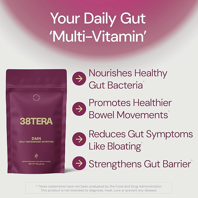 DMN (Daily Microbiome Nutrition), 6 Oz, Plant-Based Fiber Powder with 3 Different Prebiotics, Helps Digestive & Gut Health, Low FODMAP Supplement, Vegan, Wild Berry Flavor, 30 Servings-PawvioPets