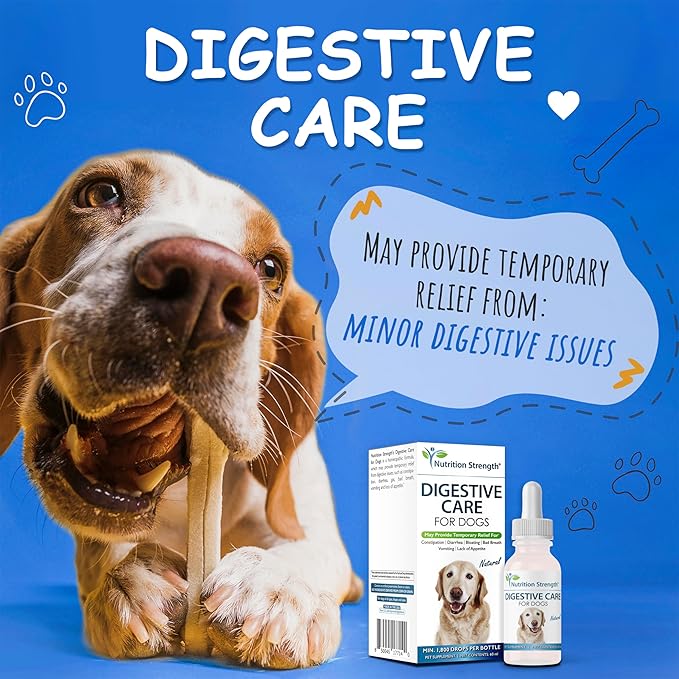 Digestive Care for Dogs, Natural Constipation Relief for Dogs and Puppies & Support for Diarrhea, Bloating, Bad Breath, Vomiting, Lack of Appetite, 60 Milliliters-PawvioPets