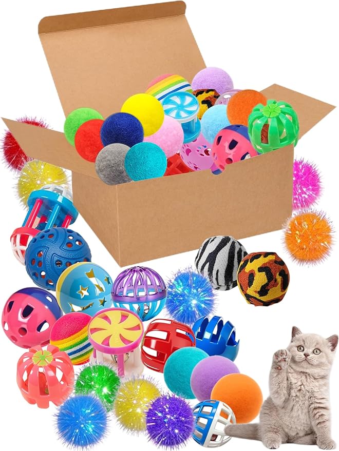 40-Piece Cat Toy Set for Indoor Cats and Kittens (1.5'' - 2.3'', Cat Toys Ultimate Pack)-PawvioPets