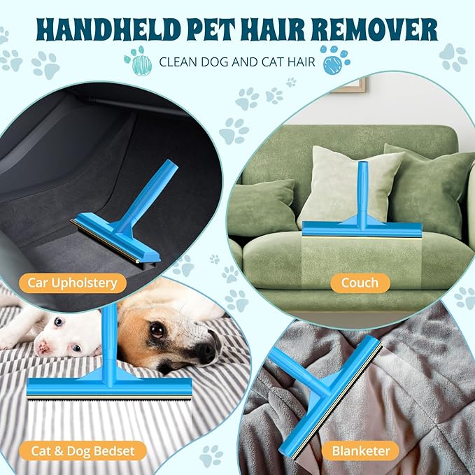 Carpet Rake for Pet Hair Removal, Reusable Cat Dog Hair Remover, 58’’ Adjustable Long Handle Pet Hair Removal Tool, Carpet Rake Scraper, Pet Hair Removal Broom for Rugs, Mats, Couch, Furniture-PawvioPets