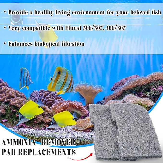 30 Pcs Ammonia Remover Pad Compatible with 306/307/406/407 Aquarium Canister Filter Media Ammonia Reducer for Fish Tank Replacement Parts Accessories-PawvioPets